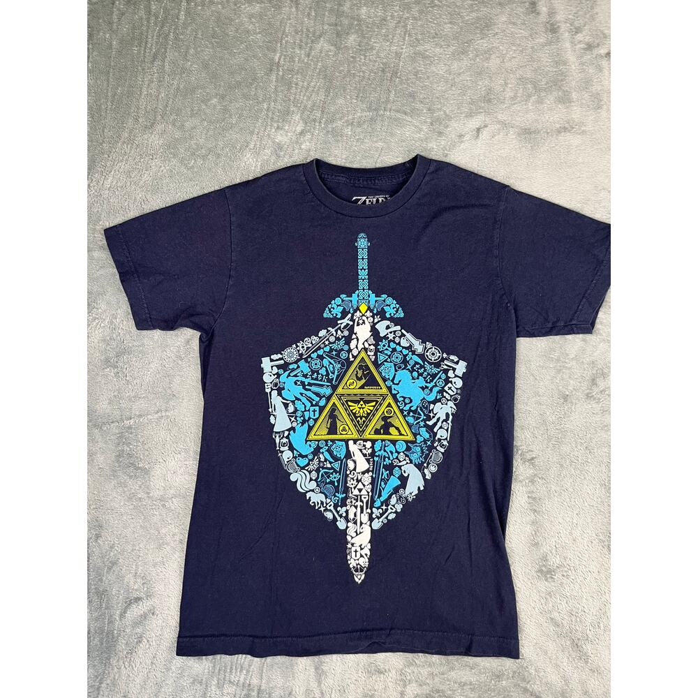 The Legend of Zelda Men’s Small Navy Triforce Sword Graphic Tee Excellent